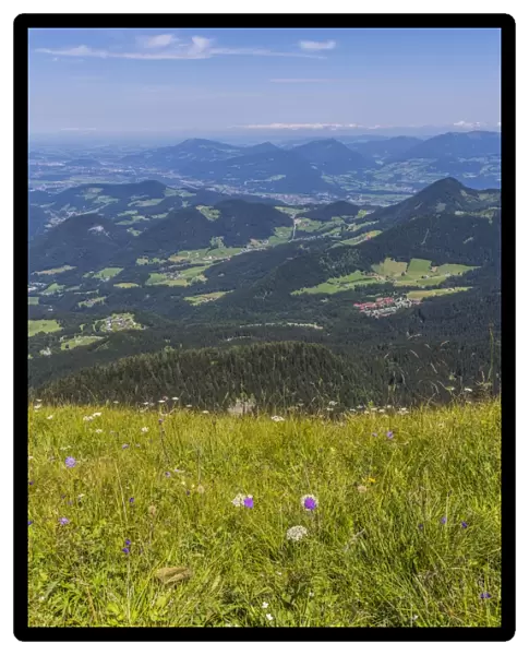 View from Kehlsteinhaus, known as Eagles Nest, towards the Alps, Berchtesgadener Land, Bavaria, Germany, Europe