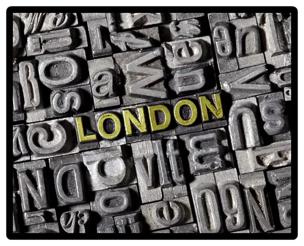 The word London, made of old lead type