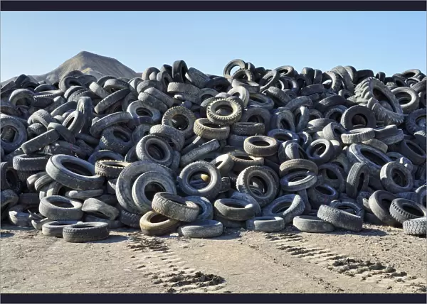 Scrap tyre dump at the Adobe Buttes landfill site, Delta, Colorado, USA
