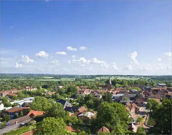 View of Luetjenburg as seen from Bismarckturm tower, Luetjenburg, Baltic Sea, Schleswig-Holstein, Germany, Europe