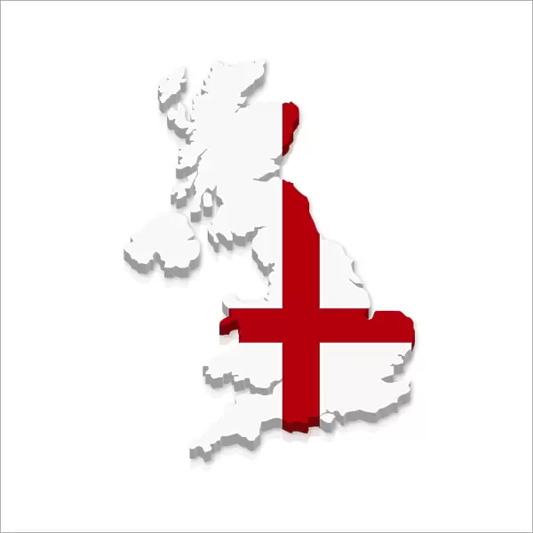 Outline and flag of England, 3D