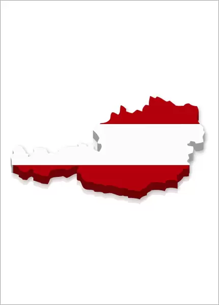 Outline and flag of Austria, 3D