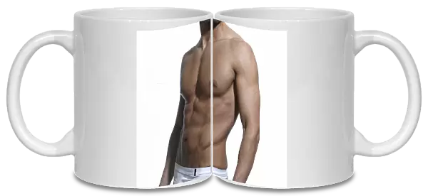 Athletic man, front, chest, abdomen