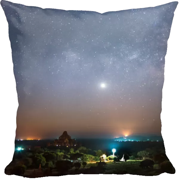 star and milky way over ancient pagoda in bagan, Myanmar