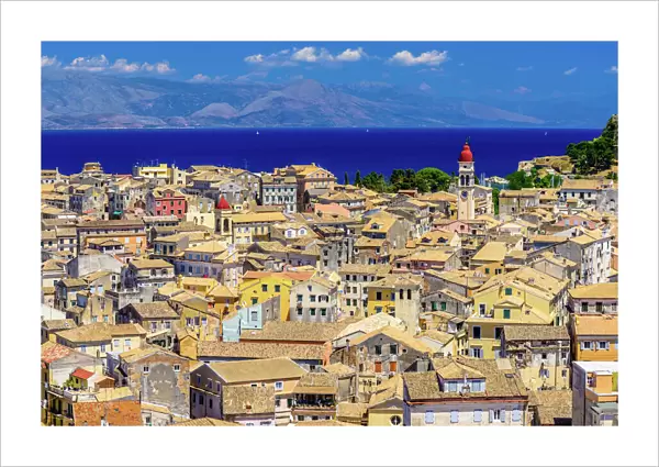 Panoramic view of Corfu Old Town, Ionian Islands, Greece
