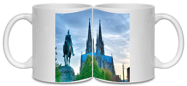 Cologne Cathedral and Equestrian statue of Prussian Kings Kaiser Wilhelm II