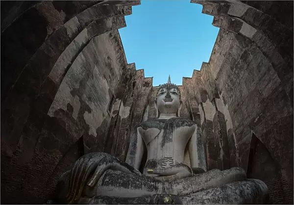 Sukhothai historical Park, Thailand, giant statue of Buddha in Wat Si Chum. The place is public property, no release document required