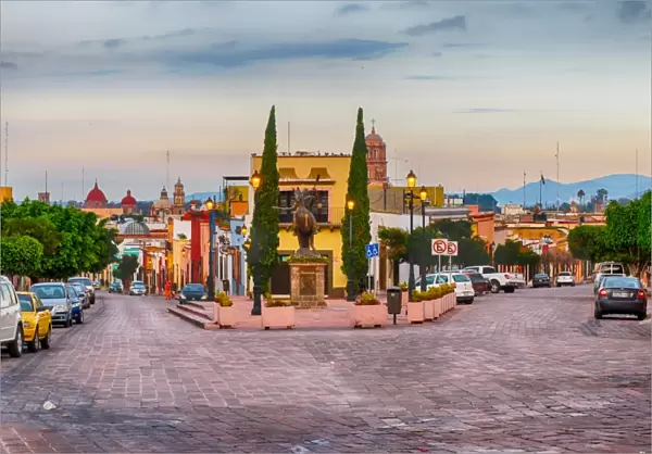 Streets of downtown Queretaro, Mexico at dawn