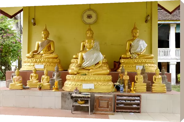 Gold buddha at Wat Phuthawanaram temple Champassak Lao