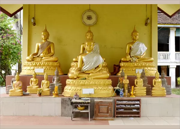Gold buddha at Wat Phuthawanaram temple Champassak Lao