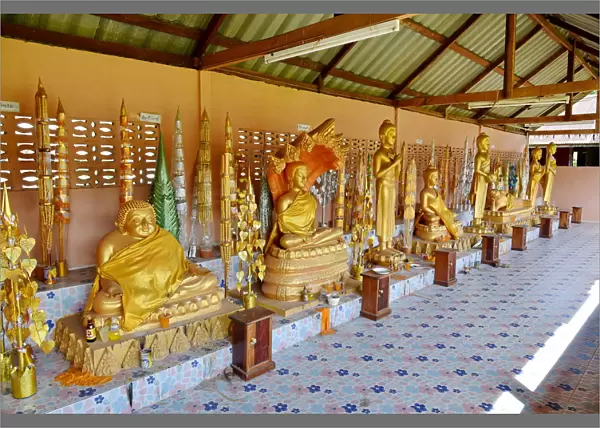 Gold buddha along Vat Phou champasak Lao, Asia