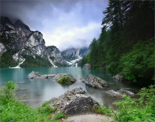 The Shore of Lago di Braies, Dolomites