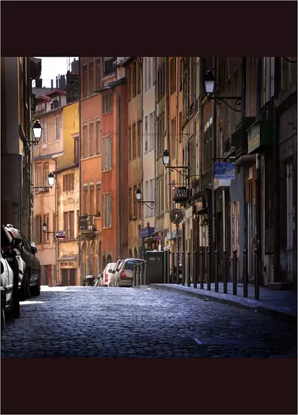 Lyon. Old Street in Old City Lyon, Quartier St Jean, France