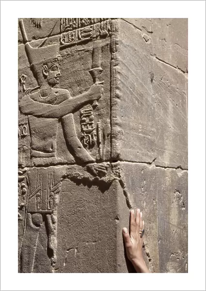 carving of figure and hand at the Temple of Philae