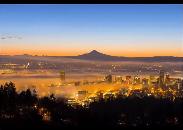 Portland Oregon Cityscape at Dawn