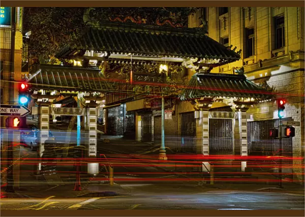 Chinatown Gate at night in San Francisco