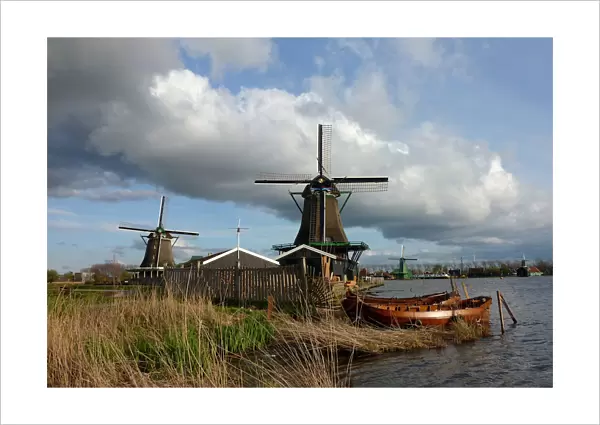Windmills along the river in Zaanse Schans