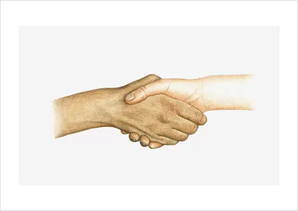 Illustration of two men of different racial ethnicities shaking hands