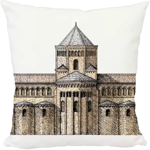 Illustration of Romanesque church, Ripoll, Spain