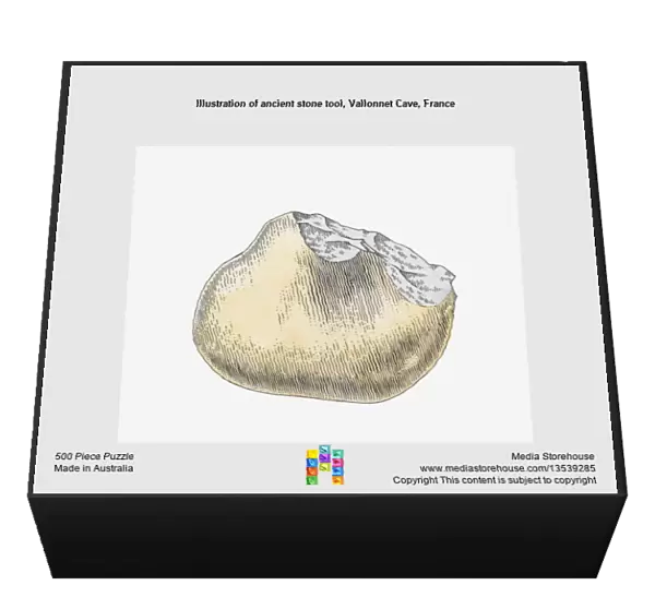 Illustration of ancient stone tool, Vallonnet Cave, France