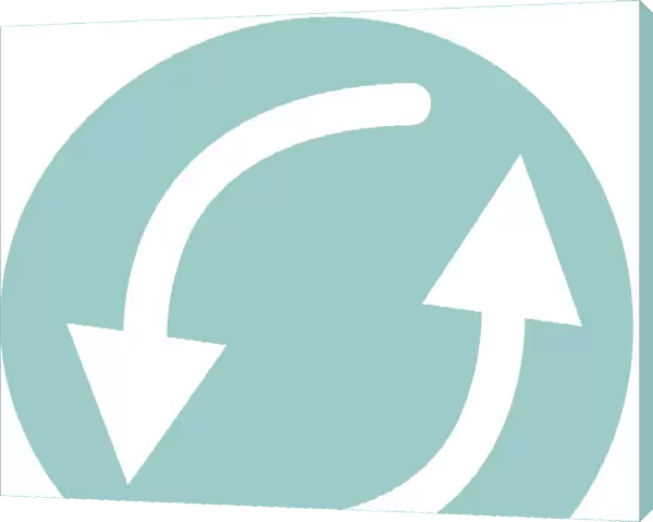 Digital illustration of white arrow symbols representing circulation in turquoise circle on white background