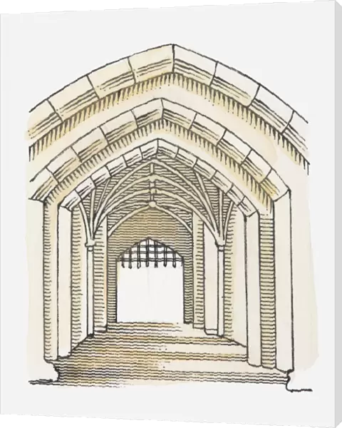 Illustration of a Tudor arch, Tower of London, London, England, c. 1086-1097