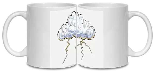 Illustration of lighting emerging from cloud