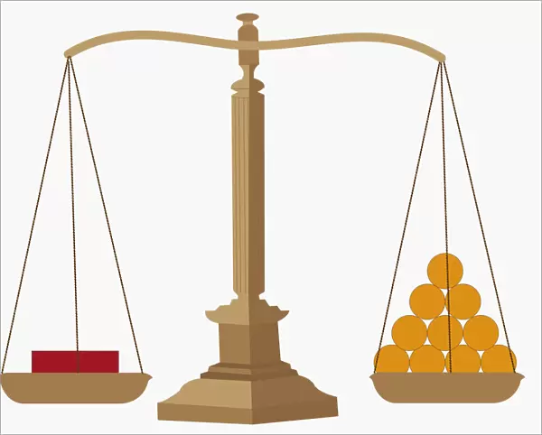 Digital illustration of balanced scales