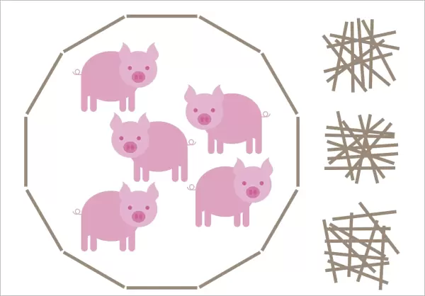 Digital illustration of pig and stick IQ game
