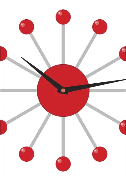 Digital illustration of old fashioned red clock