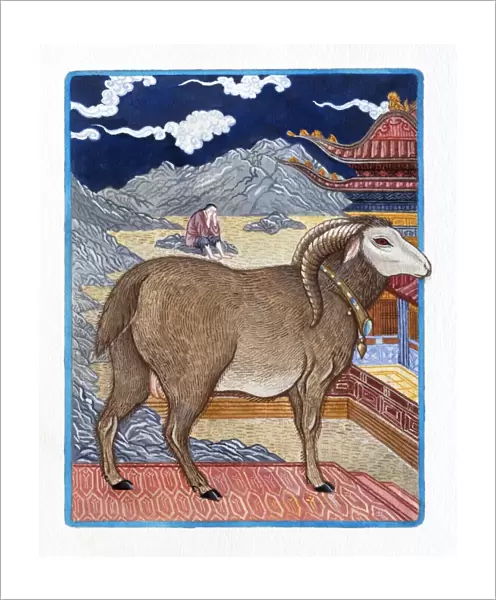 Illustration of Prosperous Lamb representing Chinese Year Of The Ram