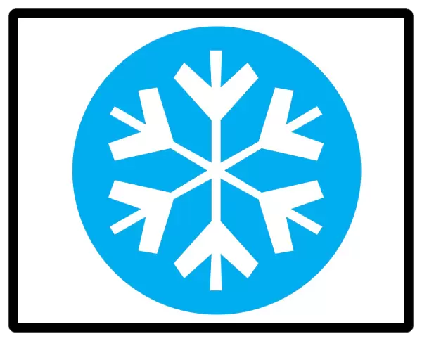 Digital illustration of snowflake symbol in blue circle