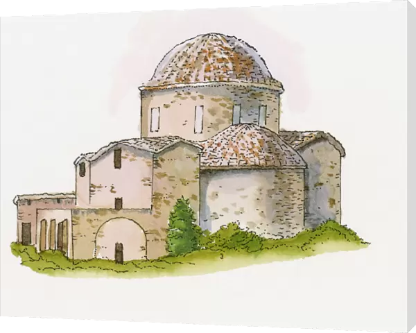 Illustration of Panayia Absinthiotissa Church, North Cyprus