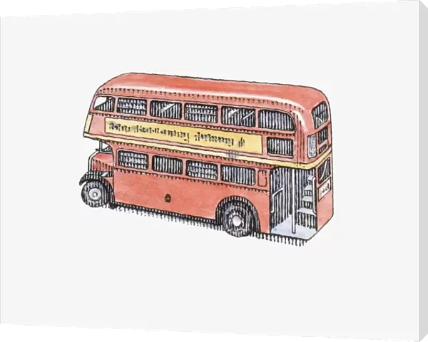 Illustration of red Route Master London bus