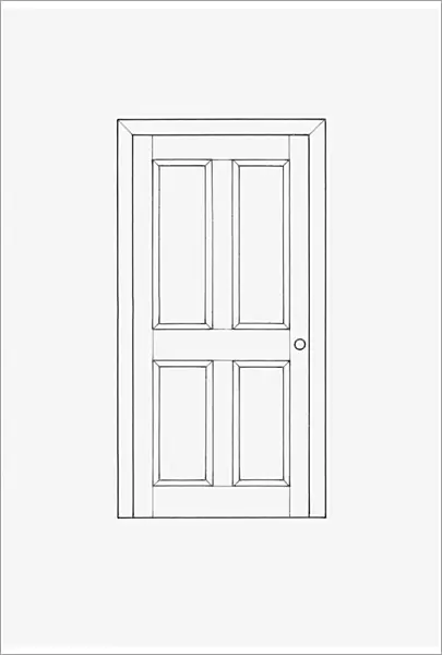 Black and white illustration of internal door