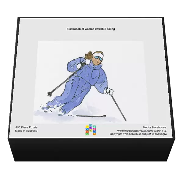 Illustration of woman downhill skiing