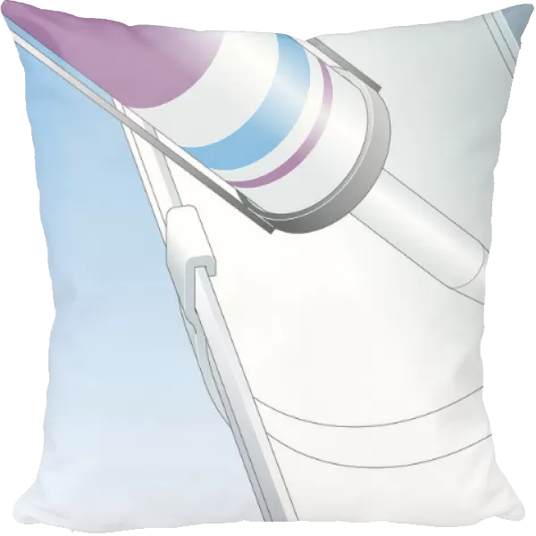 Digital illustration of caulk gun used to repair leaking roof gutter joint with mastic