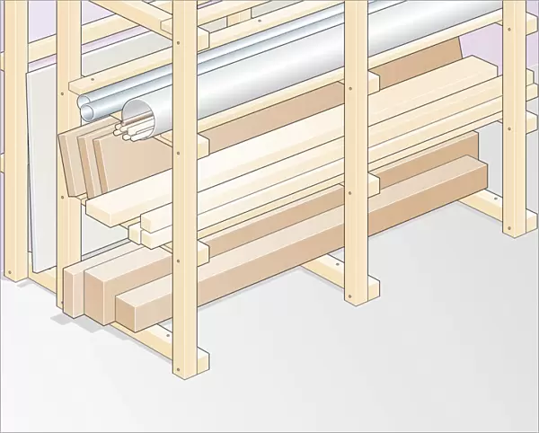 Illustration of rack used for storing wood