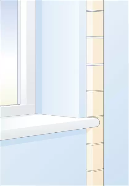Digital Illustration showing how to plan tile layout on wall near window