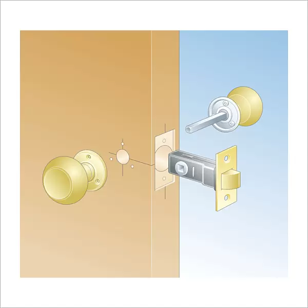 Digital Illustration of door handle and latch set