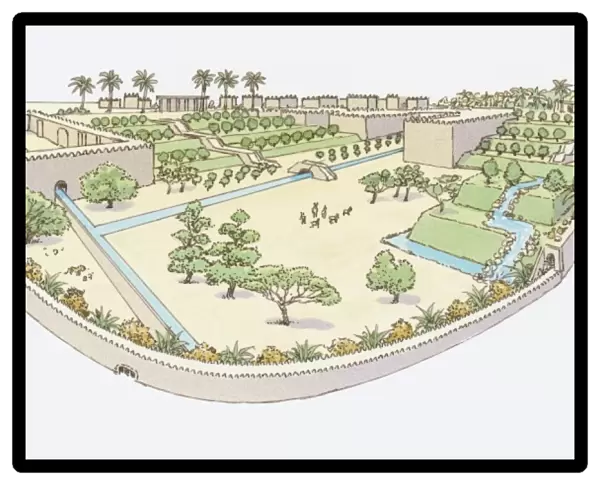 Illustration of Hanging Gardens of Babylon, one of the Seven Wonders of the World