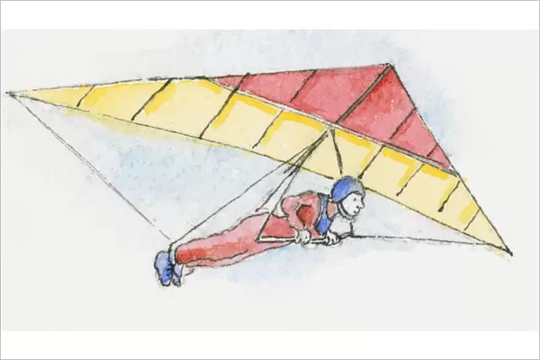 Illustration of man paragliding