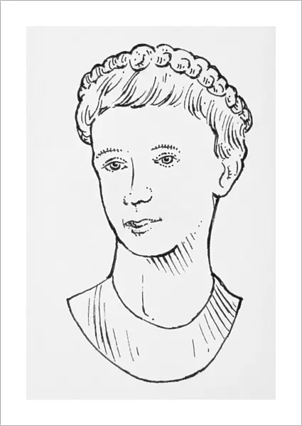 Black and white portrait of Roman Emperor Augustus as a young man