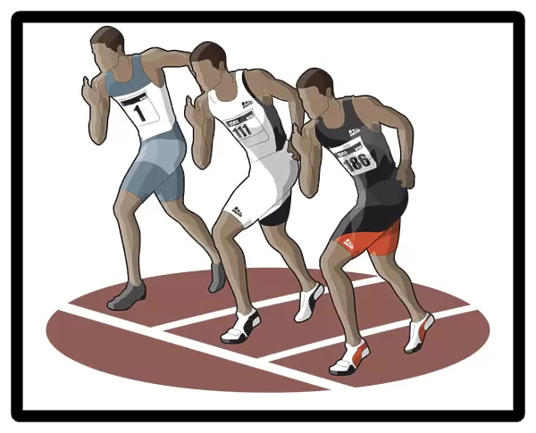Three athletes in starting position