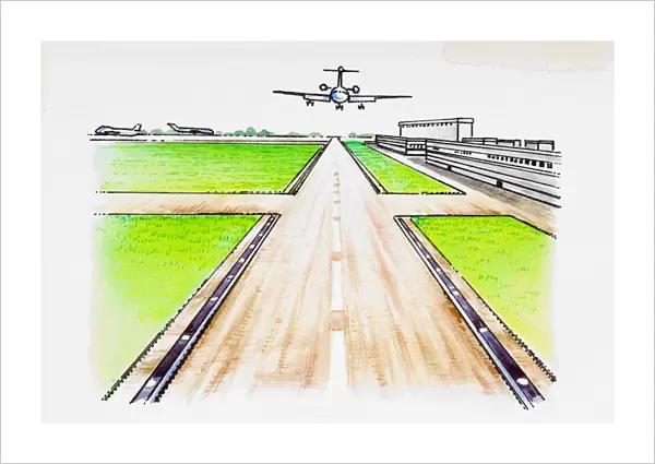 Aircraft approaching runway