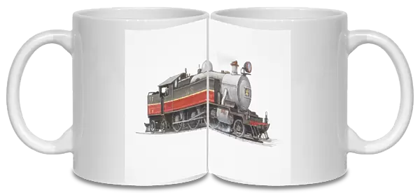 Tank engine with a coal bunker, side view