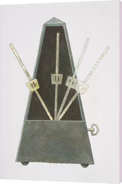 Illustration depicting the movement of the arm on a metronome