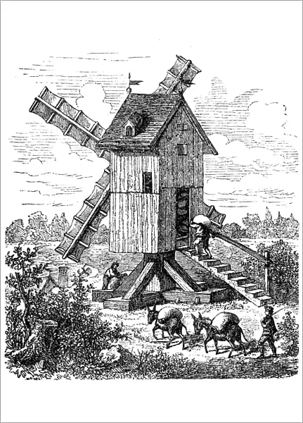 Mill. Antique engraving illustration of a mill