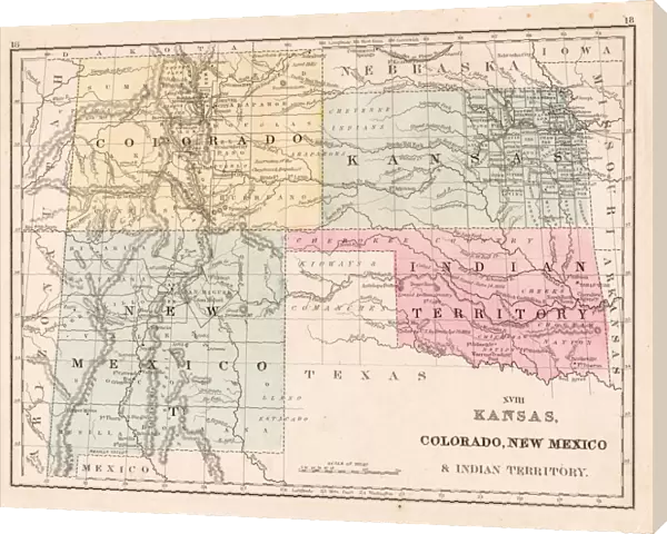 Kansas Colorado New Mexico map 1867