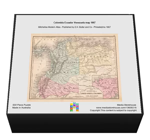 Colombia Ecuador Venezuela map 1867